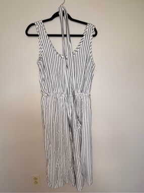 Gap white black stripe romper jumpsuit tank top sleeveless pockets